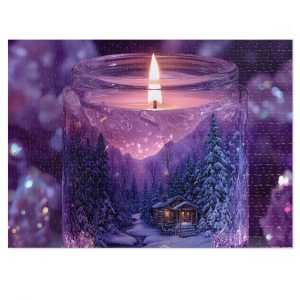 Winter Candle Scene Jigsaw Puzzle — 500 Pieces, Glossy Tin Gift Box